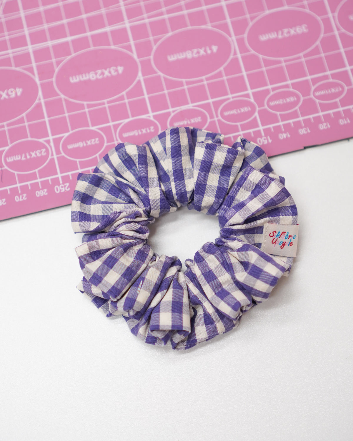 Scrunchie | L size (Purple Gingham)