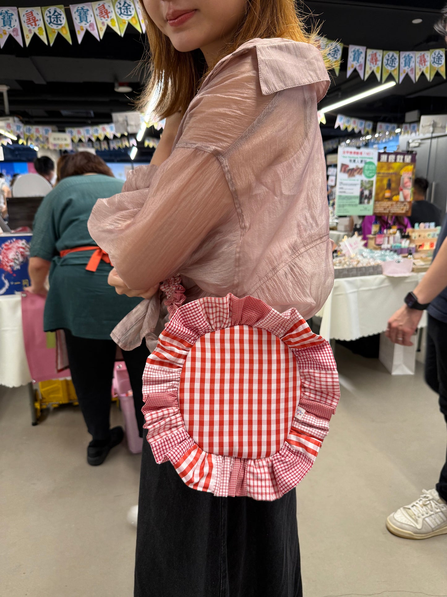 Patchwork Ruffled Crossbody Bag |Red
