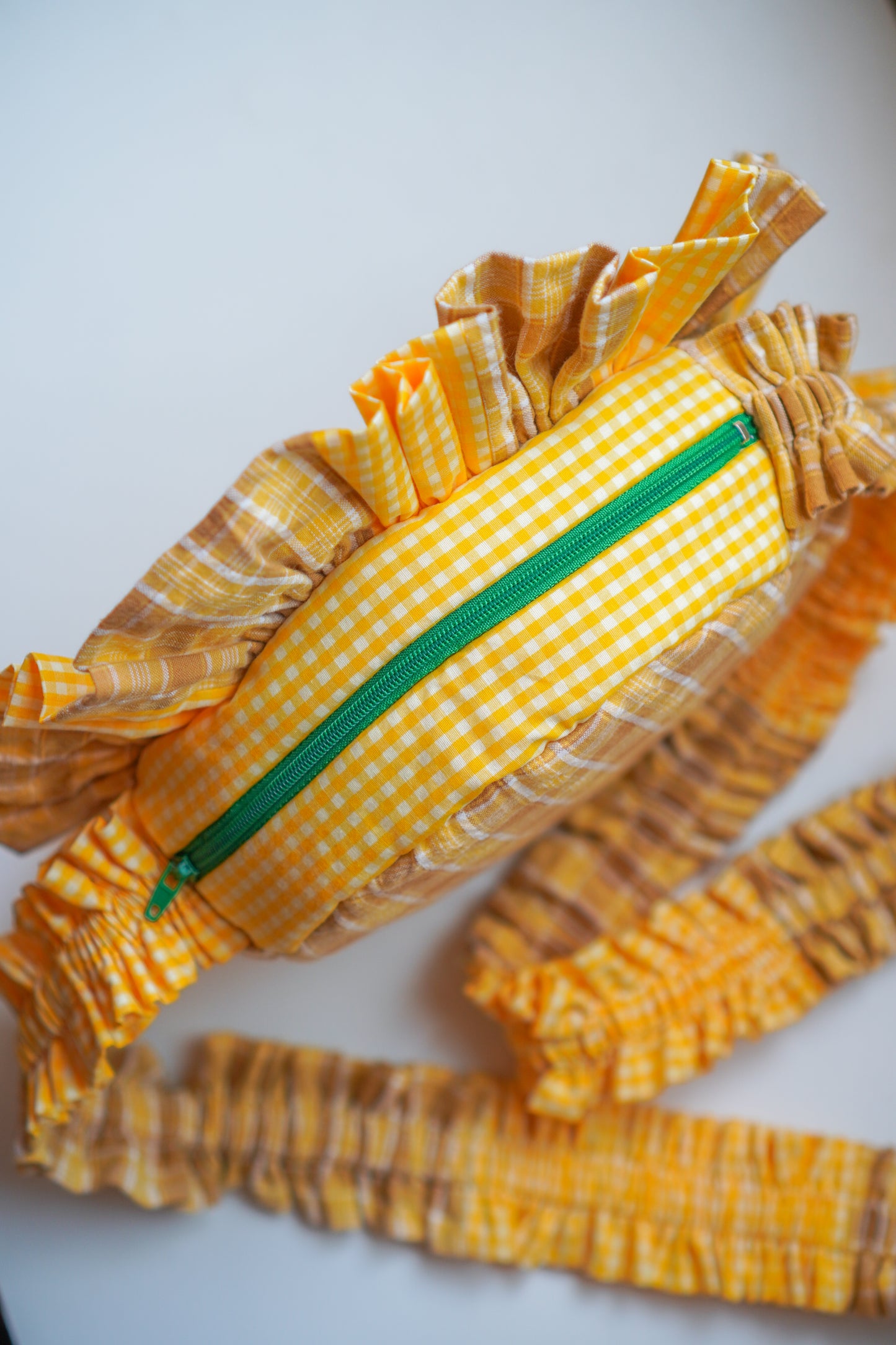 Patchwork Ruffled Crossbody Bag |Yellow