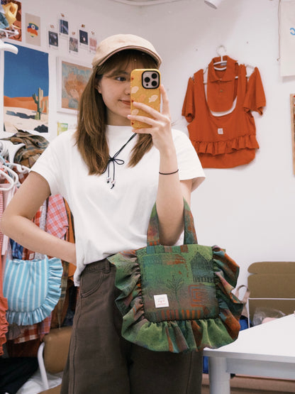 Ruffled Handbag | Earthy Olive Green