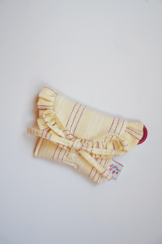 Ruffled AirPods Pouch （AirPods Pro2/Pro3 | 綁結款 | Yellow with Pink Stripes）