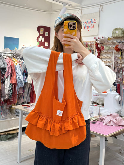 Polo Style Ruffled Totebag (Orange)