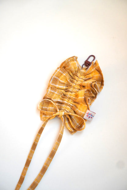 Ruffled Keychain | M size | Yellow & Brown
