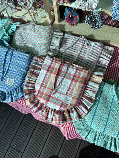 Ruffled Crossbody Bag (M Size | Sunset Orange）