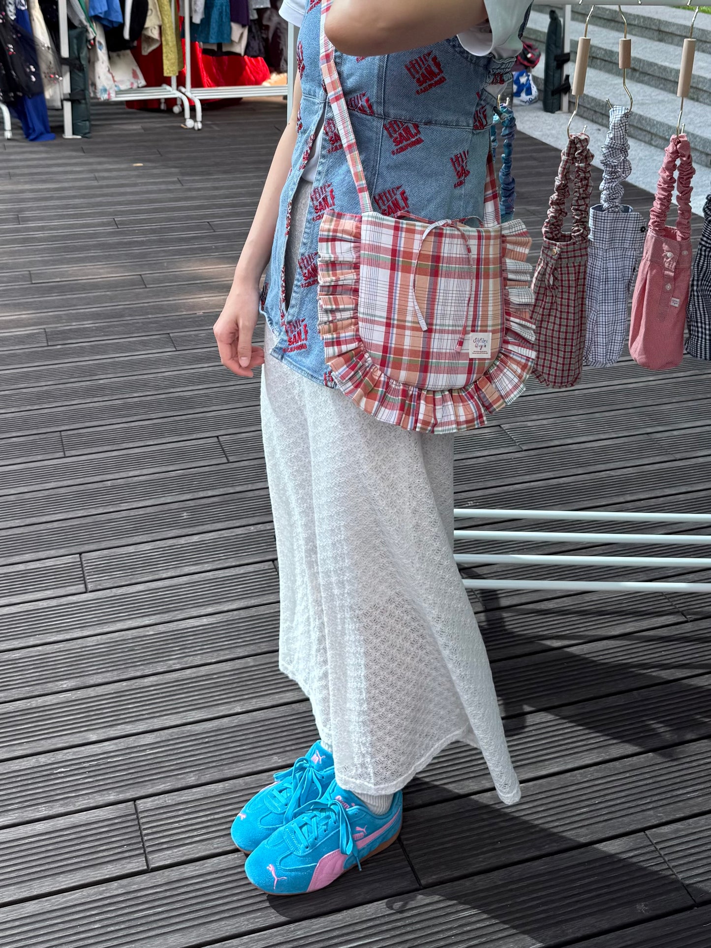 Ruffled Crossbody Bag (M Size | Sunset Orange）