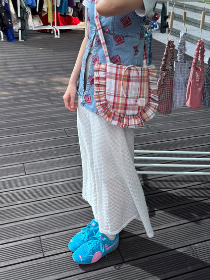 Ruffled Crossbody Bag (M Size | Sunset Orange）