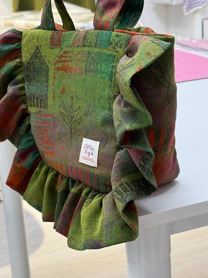 Ruffled Handbag | Earthy Olive Green