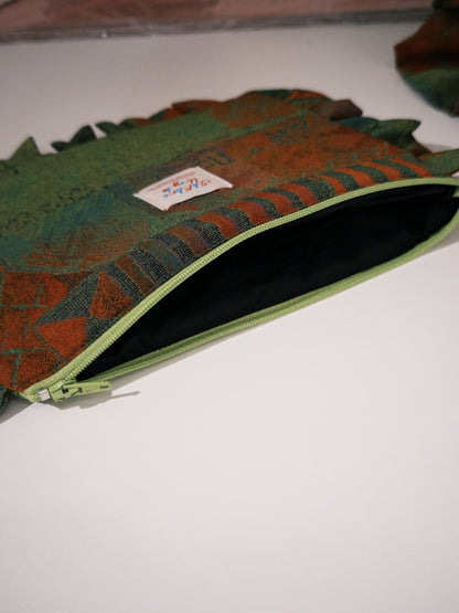 Ruffled Puffy Pouch | Earthy Olive Green