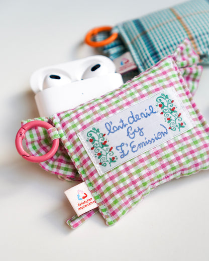 Ruffled AirPods Pouch （AirPods Pro2/Pro3 | 綁結款 | Green & Pink）