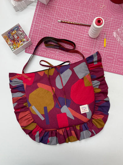 Ruffled Crossbody Bag (L Size | Geometric Purple)