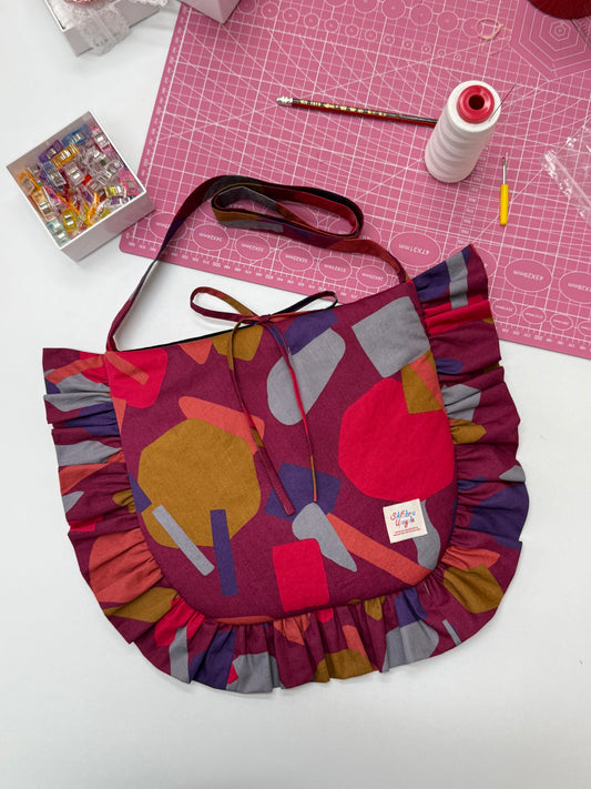 Ruffled Crossbody Bag (L Size | Geometric Purple)