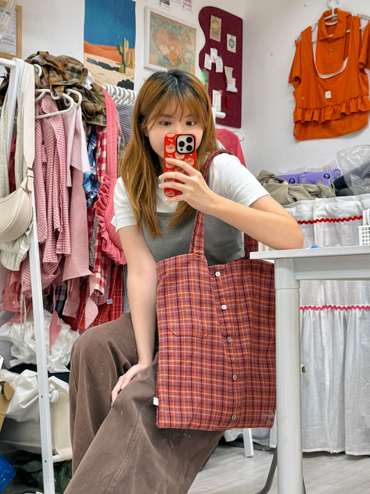 Shirt Style Totebag (Brownish Pink)
