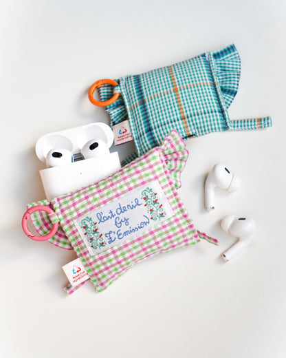 Ruffled AirPods Pouch （AirPods Pro2/Pro3 | 綁結款 | Green & Pink）