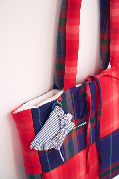 Patchwork Totebag (Navy Blue X Pink)