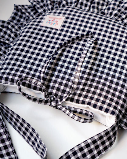 Ruffled Crossbody Bag (M Size | Black Gingham)