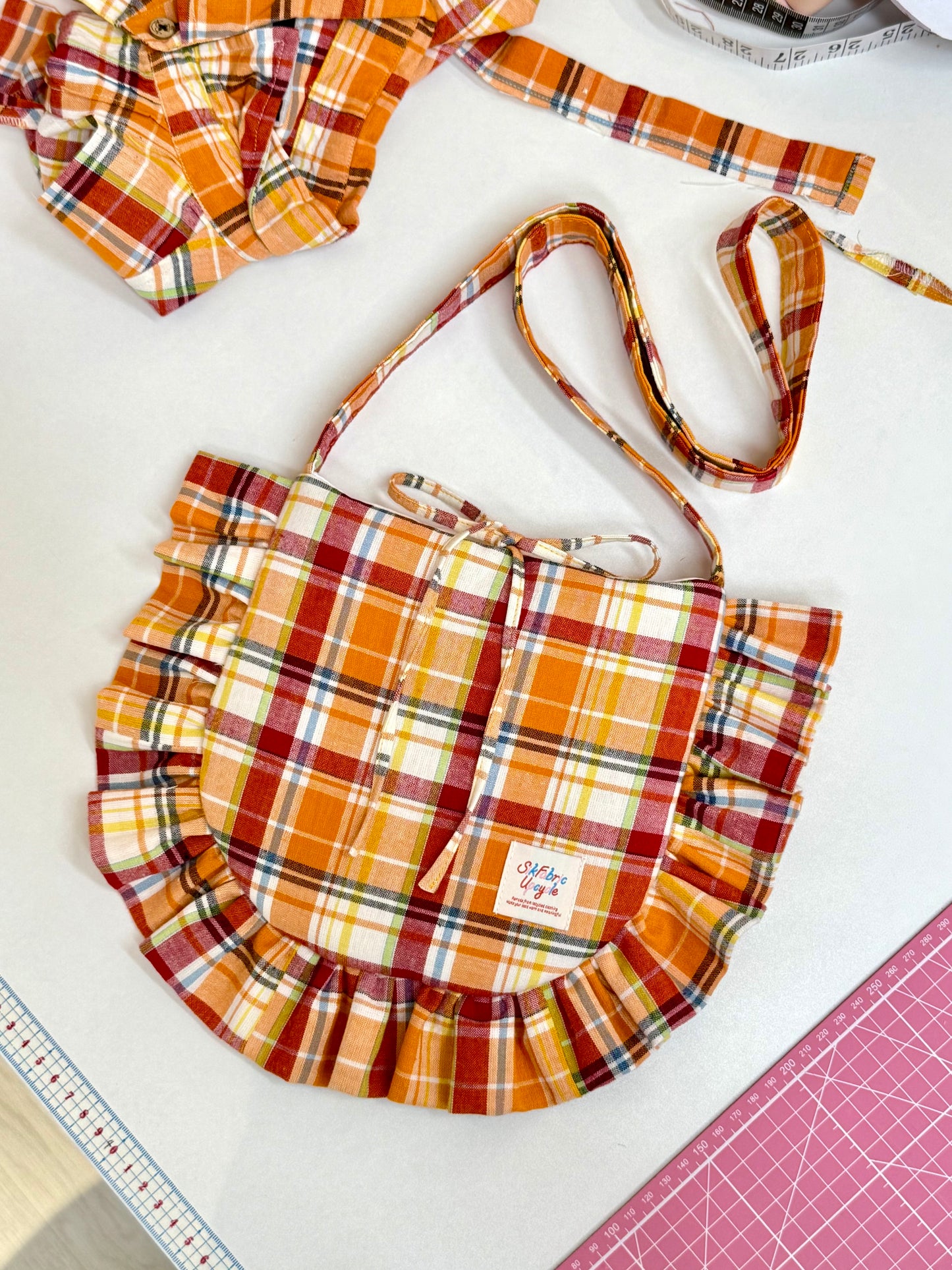 Ruffled Crossbody Bag (M Size | Sunrise Orange)