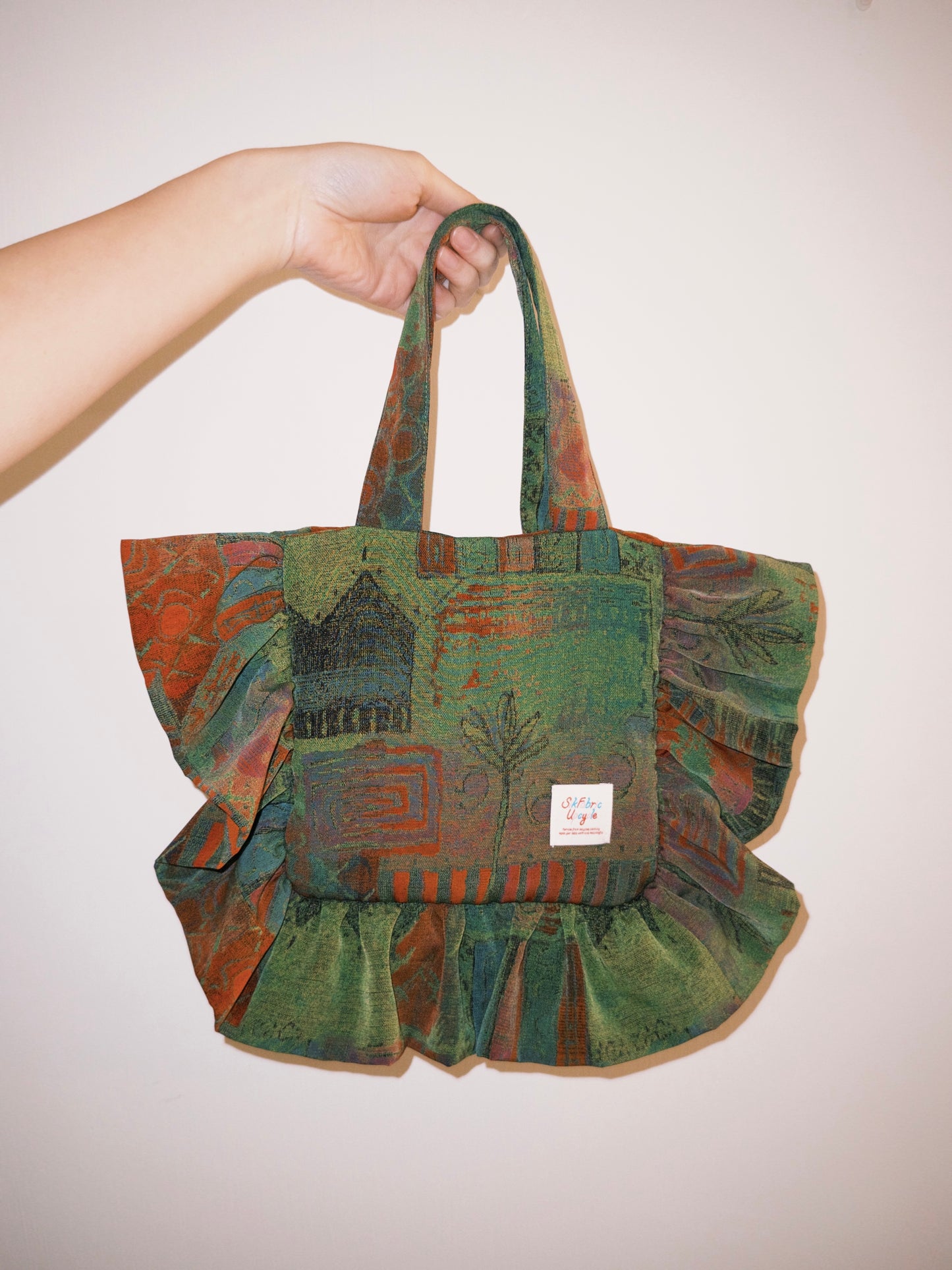 Ruffled Handbag | Earthy Olive Green