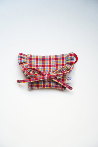 [Pre-order] Ruffled AirPods Pouch (Red with Yellow & Blue Stripes)