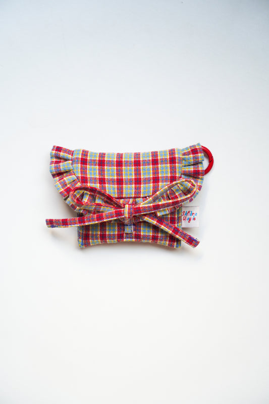 [Pre-order] Ruffled AirPods Pouch (Red with Yellow & Blue Stripes)