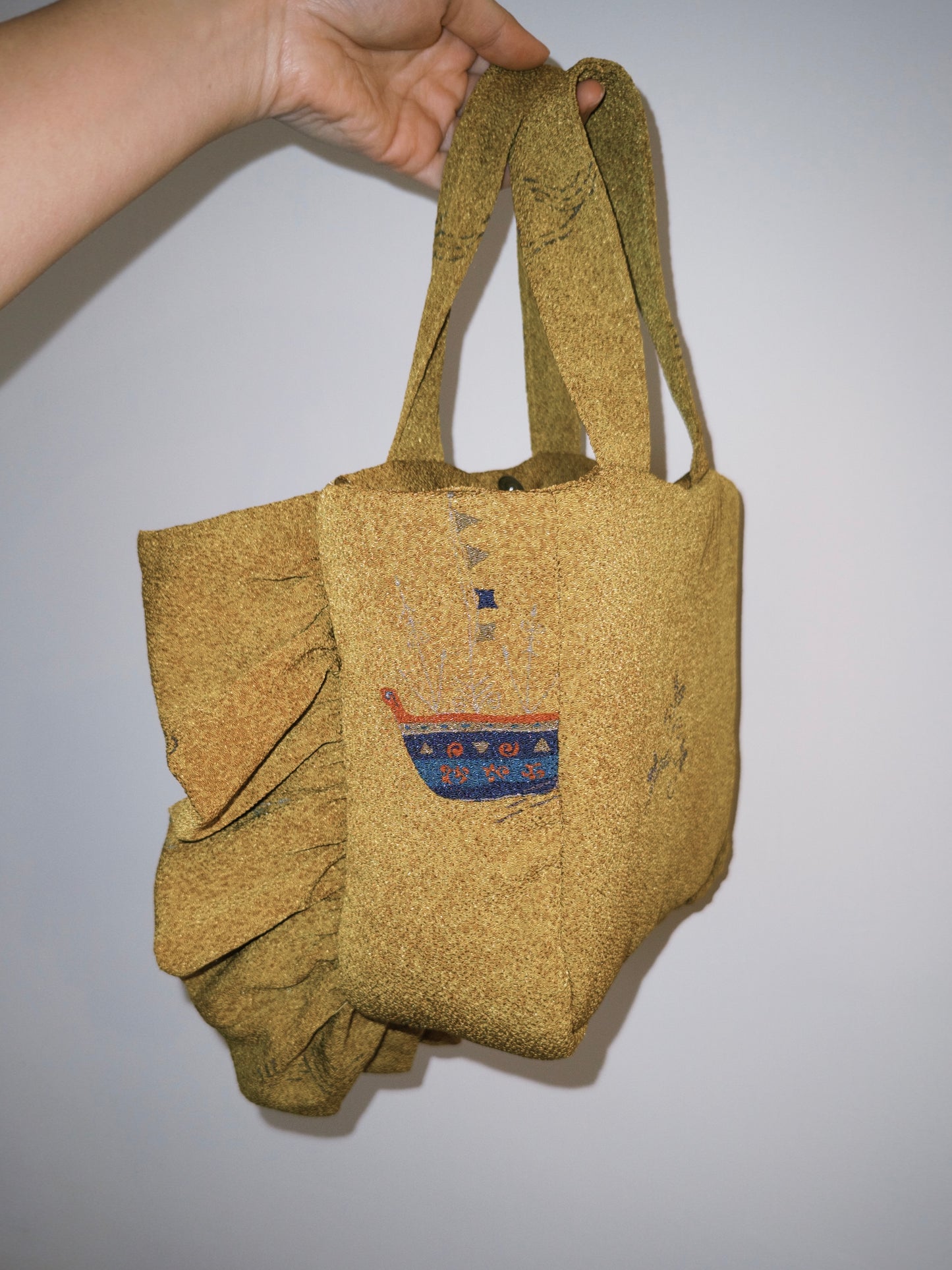 Ruffled Handbag | Ginger Yellow