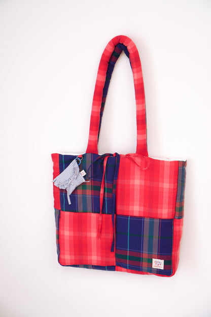 Patchwork Totebag (Navy Blue X Pink)