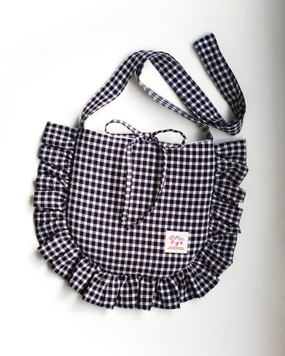 Ruffled Crossbody Bag (M Size | Black Gingham)