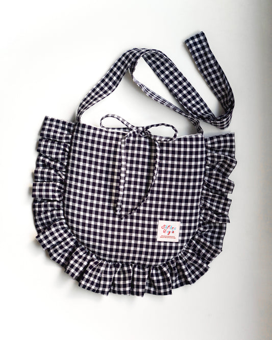 Ruffled Crossbody Bag (M Size | Black Gingham)