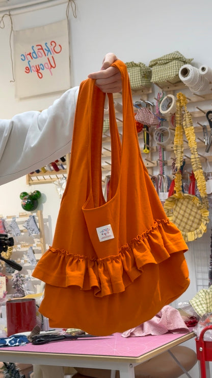Polo Style Ruffled Totebag (Orange)