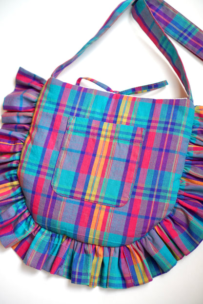 Ruffled Crossbody Bag (M Size | Purple Madras)