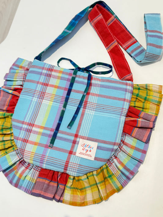Ruffled Crossbody Bag (M Size | Blue, Red & Yellow)