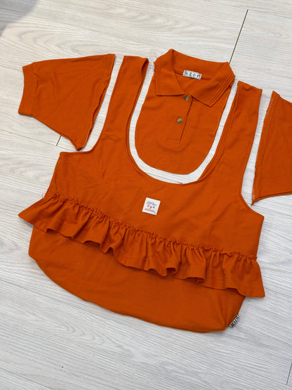 Polo Style Ruffled Totebag (Orange)