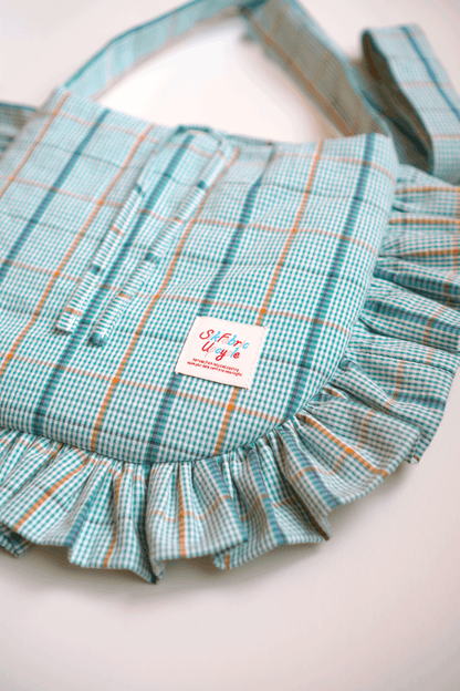 Ruffled Crossbody Bag (M Size | Green & Orange)