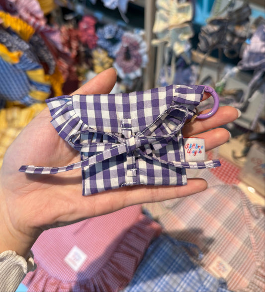 Ruffled AirPods Pouch (Purple Gingham)