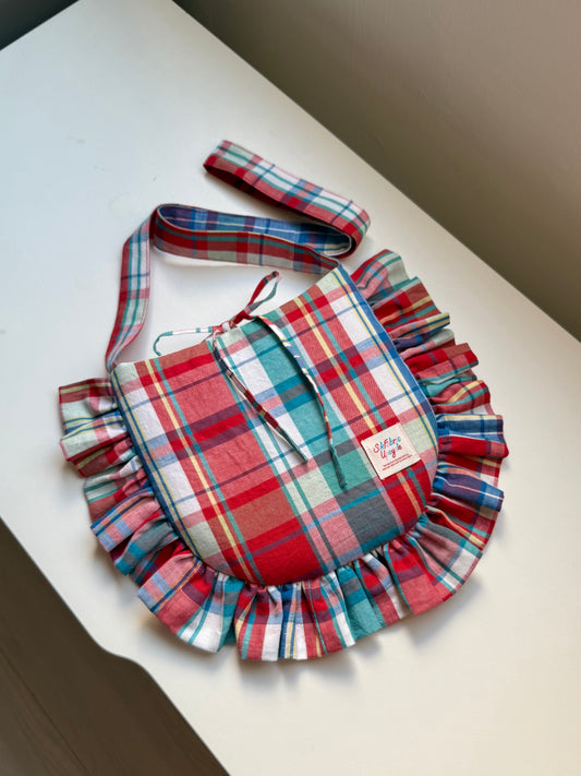Ruffled Crossbody Bag (M Size | Red & Blue)
