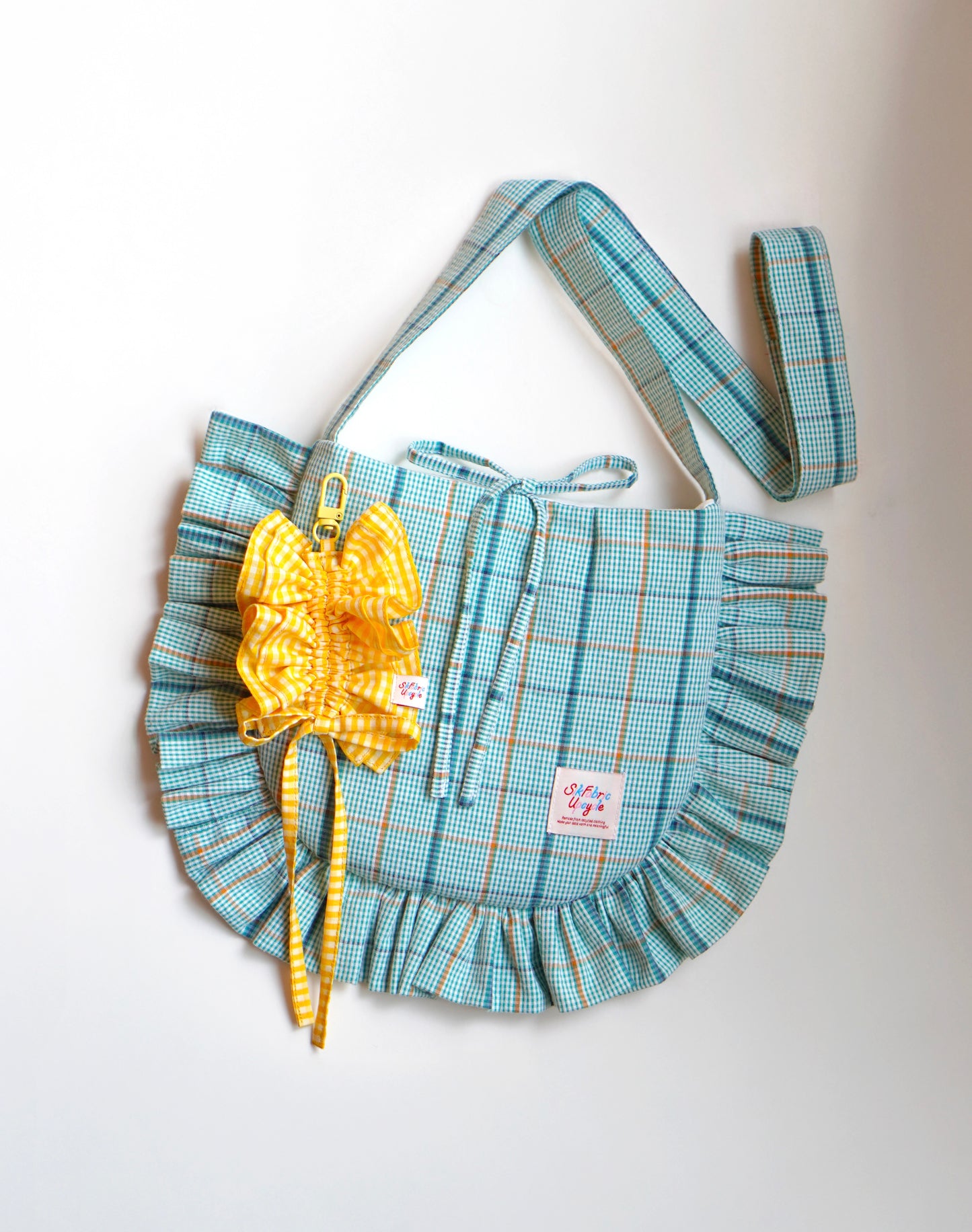 Ruffled Crossbody Bag (M Size | Green & Orange)