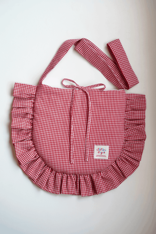 Ruffled Crossbody Bag (M Size | Red Gingham)
