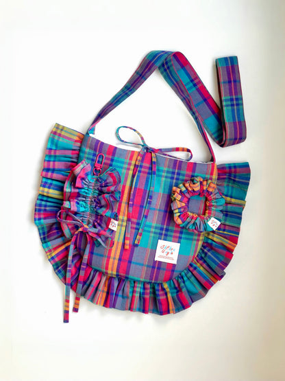 Ruffled Crossbody Bag (M Size | Purple Madras)